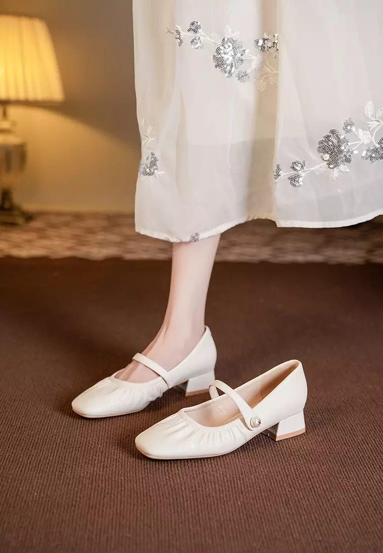 28%Twenty Eight Shoes 3CM Pearl Strap Microfiber Leather Mary Jane Shoes BY3102-19