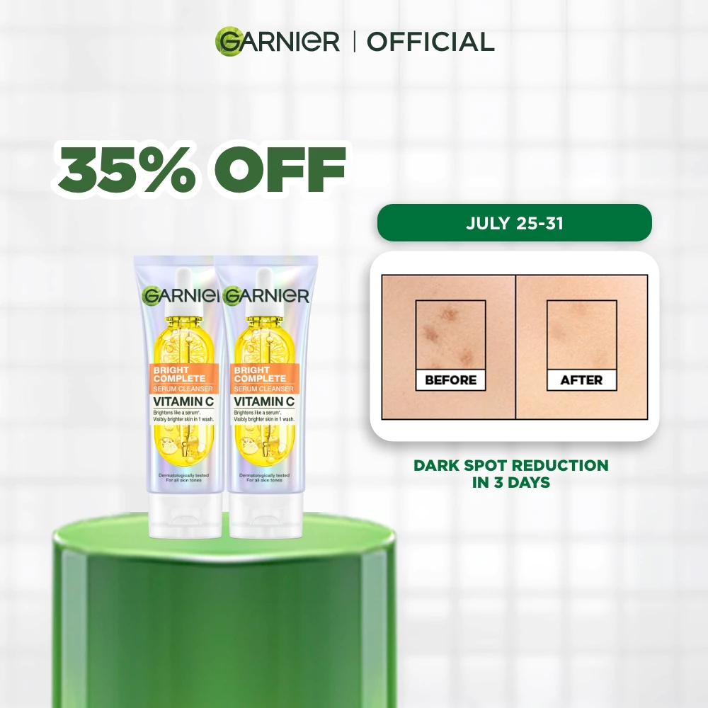 26% OFF NEW Garnier Vitamin C Serum Cleanser Foam Wash (100mlx2) Twin Pack - Instant Brighter Skin In 1 Wash