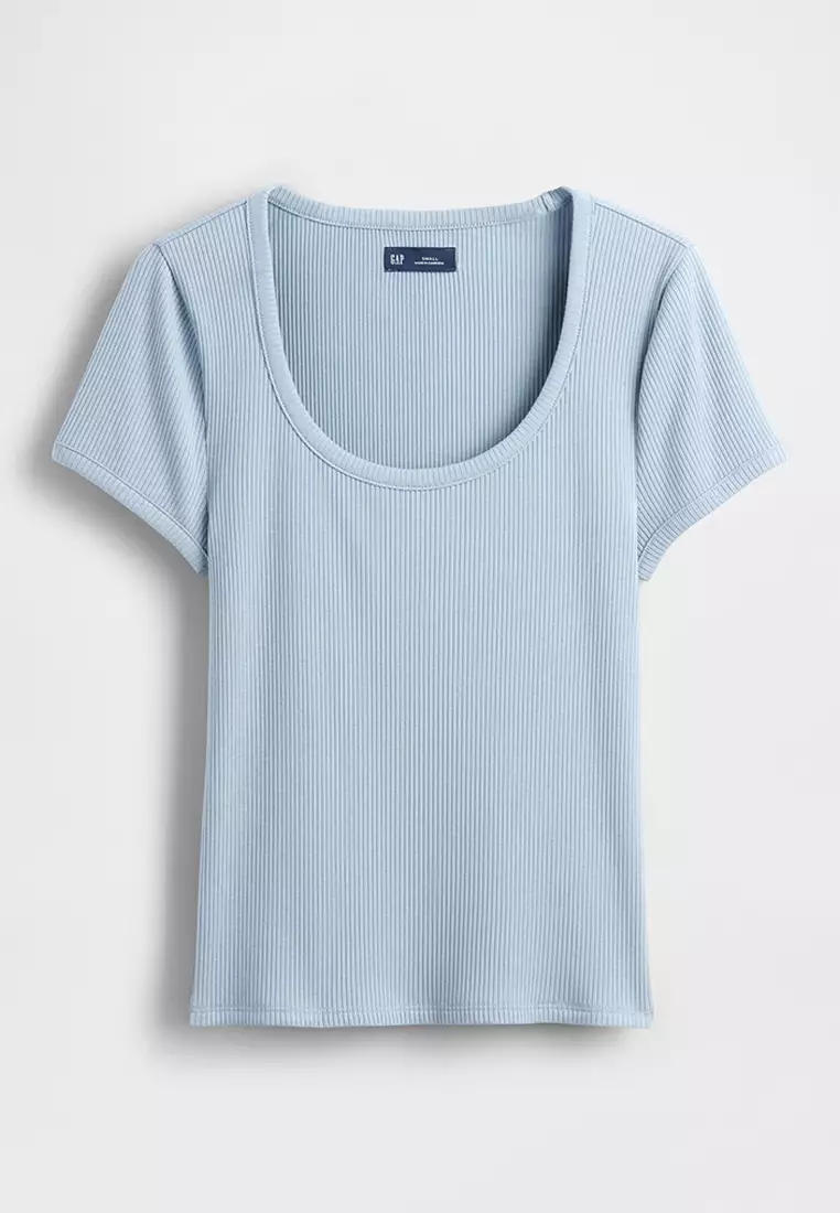 52% OFF Modern Rib Scoop Crop T-Shirt