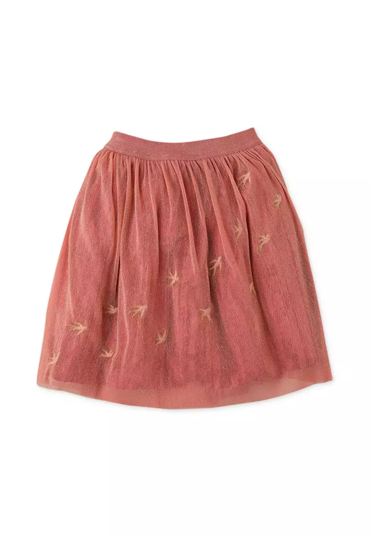 68% OFF Girls Velvet Shirred Skirt With Embroidered Overlay Tulle