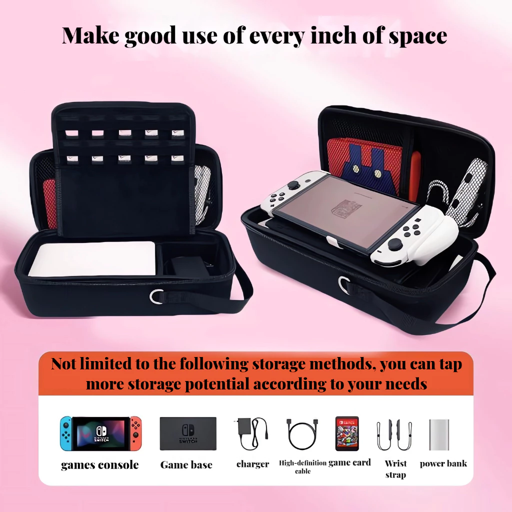 AFTER VOUCHER High-capacity Storage Bag For Nintendo Switch OLED Portable PU Carrying Case Travel Pouch for NS Acc