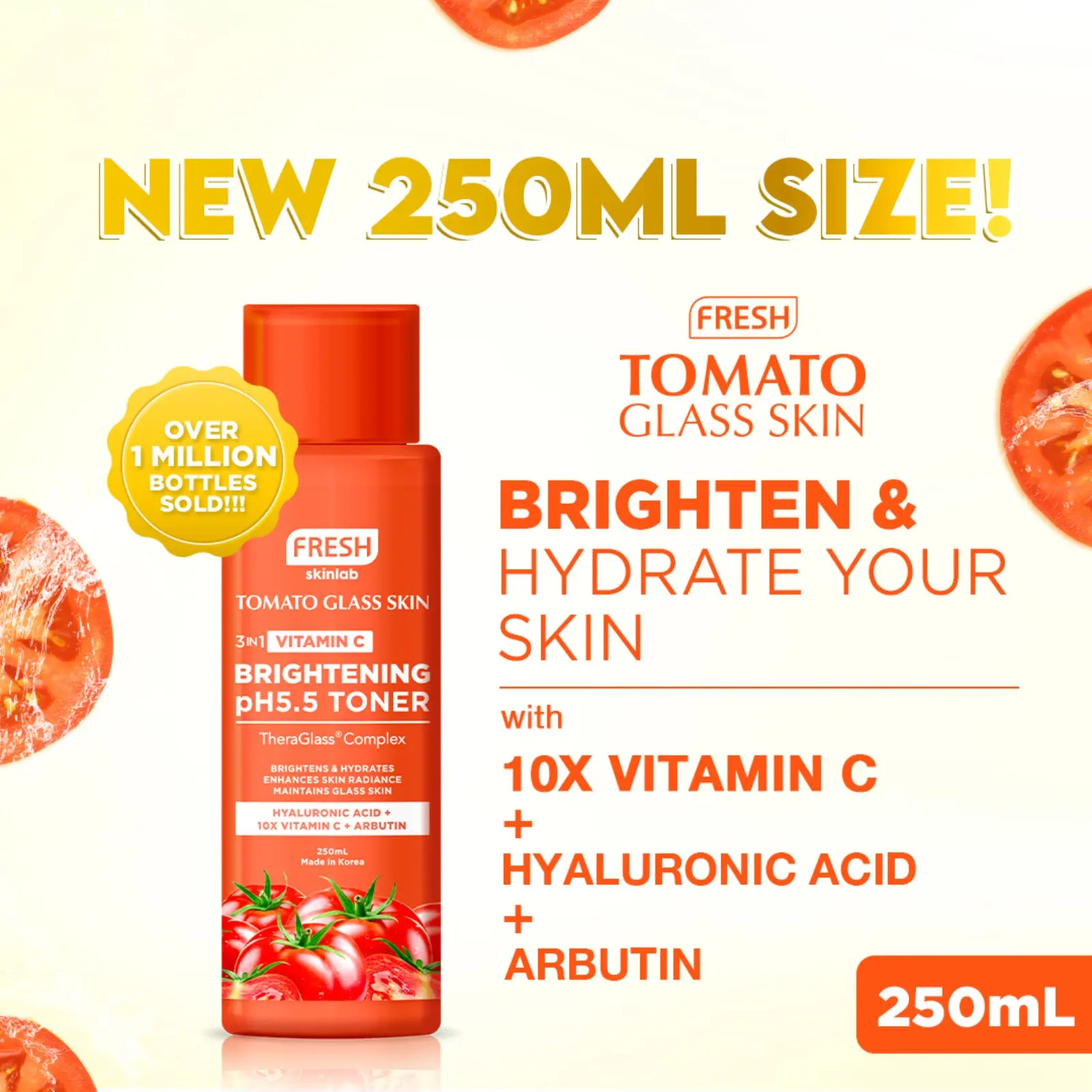 12% OFF Fresh Skinlab Tomato Glass Skin 3 in 1 Vitamin C Brightening Toner (Bigger size - 250ml)