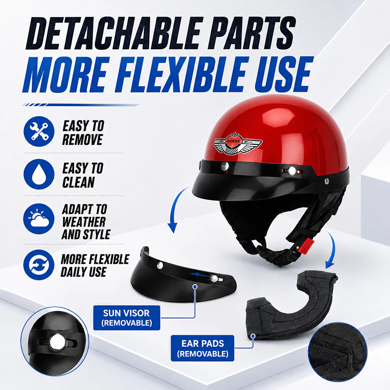 `48% OFF HNJ XT-02 Retro Harley Motorcycle Helmet Half Face Vintage Helmet For Bike Motor Helmet