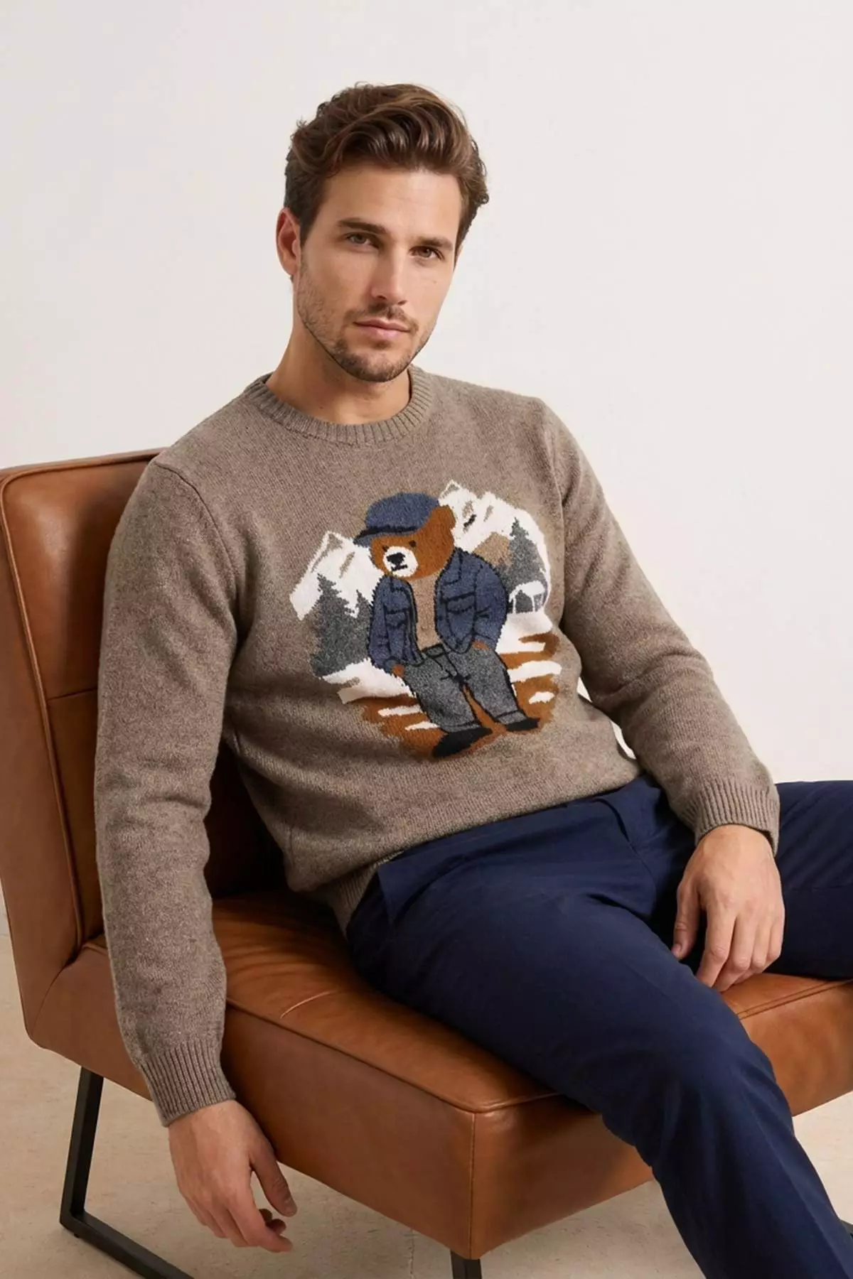 47% OFF Trendyol Mink Regular Crew Neck Animal Teddy Bear Sweater Tmnaw26Kz00007