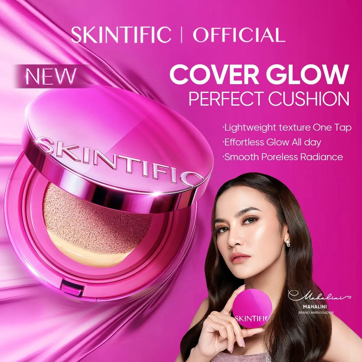 56% OFF [NEW LAUNCH]SKINTIFIC Cover Glow Perfect Cushion Foundation Full Coverage Instant glowing finish SPF 50 PA+++