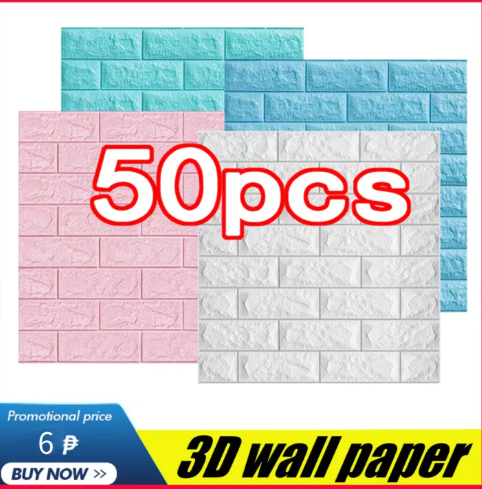 87% OFF 50pcs 3D 35x38cm wallpaper foam self-adhesive brick waterproof anti-collision wall sticker