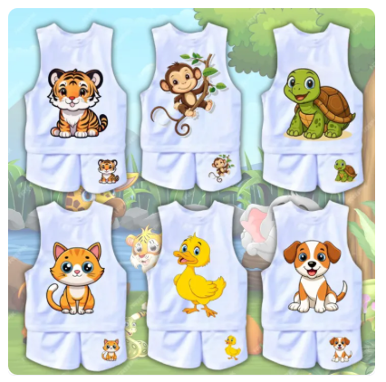 40% OFF Trendy CUTE Muscle tee Terno for kids Cute muscle tee short prints sublimation|Kids tops & short