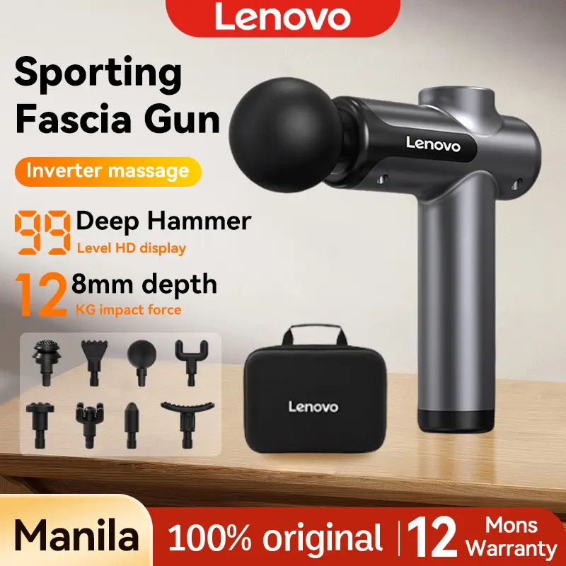 44% OFF Lenovo Wireless Massage Gun With 8 Accessories 99 Speeds Adjustable Fascia Massage Gun Deep Tissues Muscle  Relaxation  LCD Display
