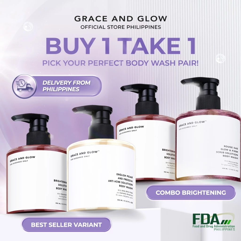 23% OFF Grace and Glow Combo B1T1 Body Wash Brightening,English Pear,Rouge,Peony Blush,Miss Moisture 400Ml