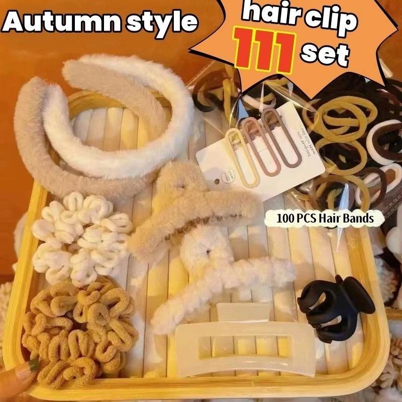 69% OFF 115PCS/Set Korean Style Hair Clip For Women Hair Tie Stretch Hair Band Hair Claw Accessories