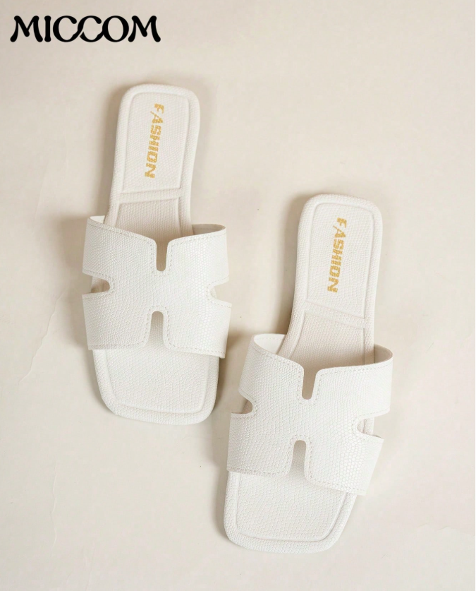 17% OFF Women's Fashionable Flat Sandals, Square Toe Open Toe, Black, New Spring/Summer Versatile Ladies Flat Slippers