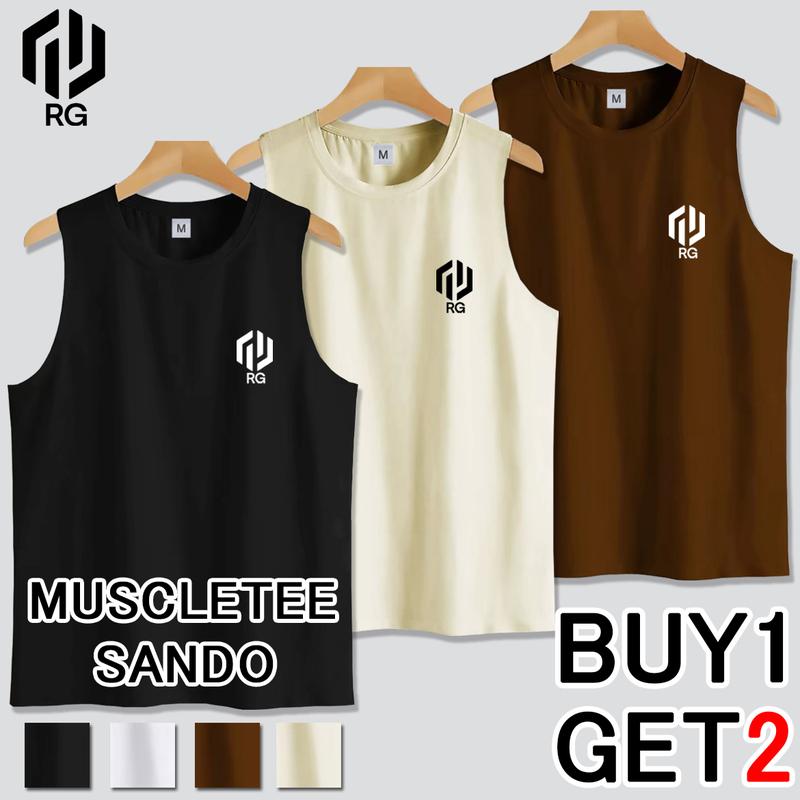 57% OFF【Buy 1 Get 2】Sando solid color men's vest cotton round neck sports sweat-absorbent breathable fashion clothing unisex Menswear Tops Tropical Beige Crewneck Lingerie