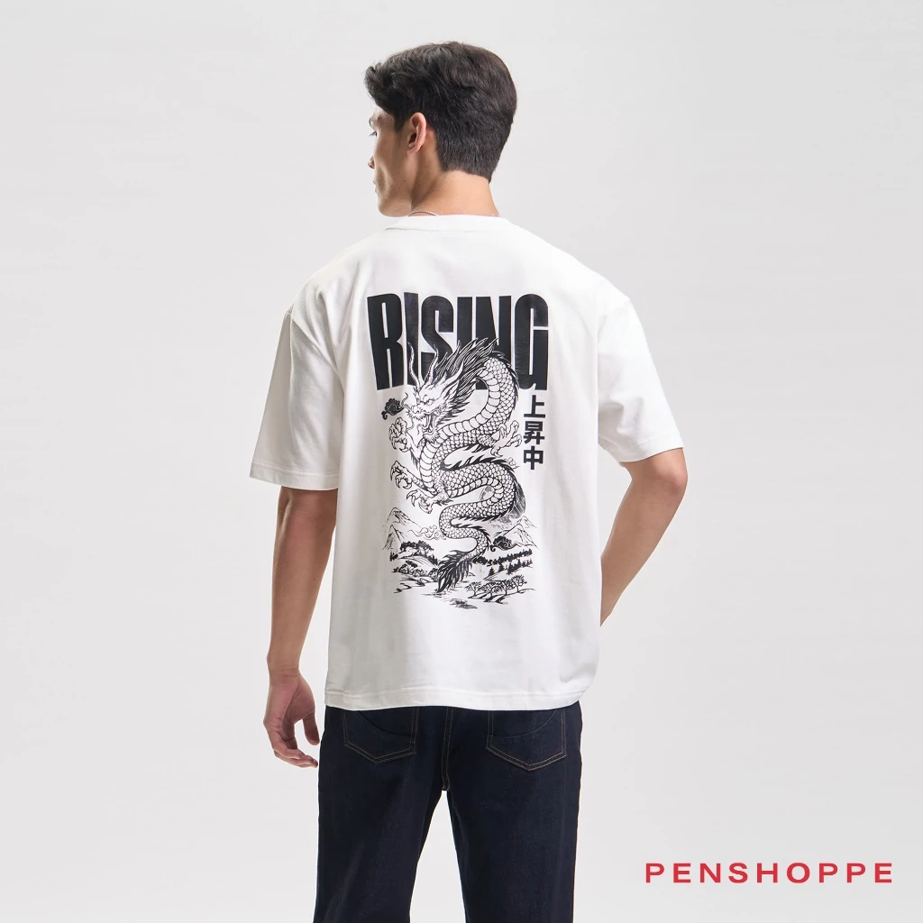 SAVE ₱168 Penshoppe Rising Relaxed Graphic T-Shirt For Men [Tshirt, T shirt]