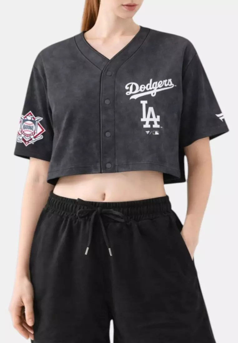 35% OFF MLB Los Angeles Dodgers Crop Top for Women Major League Denim Collection [M6Q1]