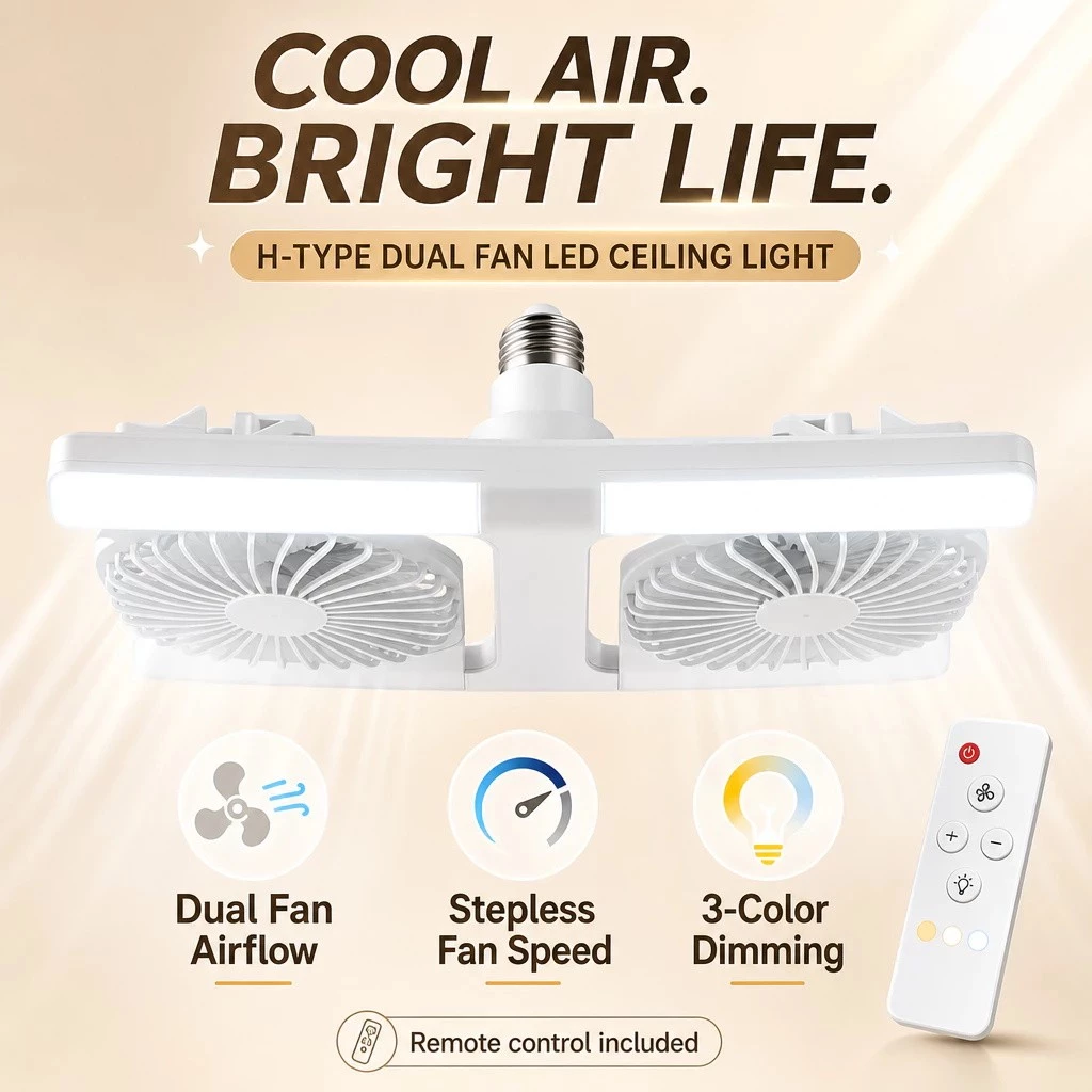50% OFF SOPPY 2026 NEW E27 Ceiling Fan With Light Remote Control 2 IN 1 LED 120W Ceiling Fan With Remote