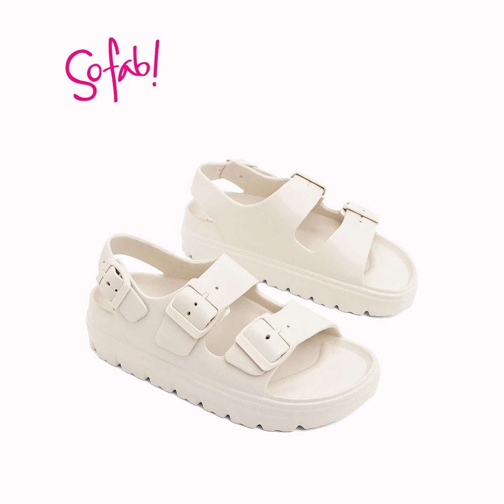 38% OFF Sofab! Rafa Flat Sandals Rubber Double-Strap Sandals for Women