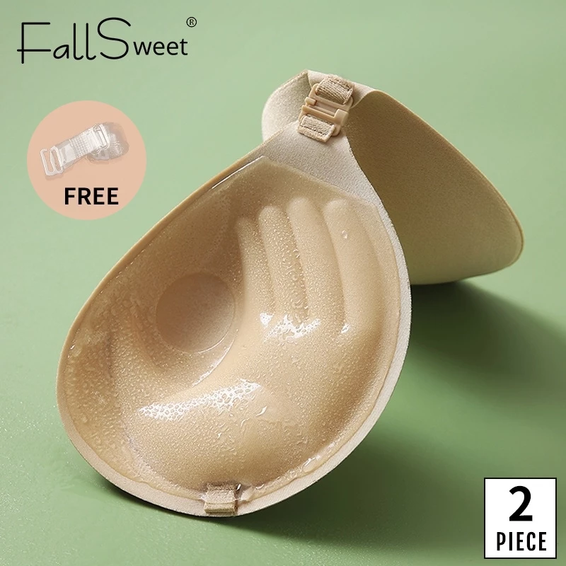 60% OFF FallSweet Invisible Bra Strapless Front Closure Underwear Women Self-Adhesive Silicone Sticky Backless Bras for Women A B C D Cup