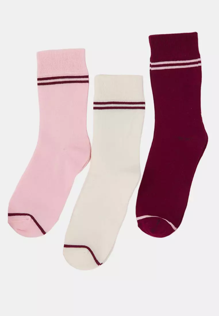 45% OFF Trendyol 3-Pack Striped Jacquard Knit Socks