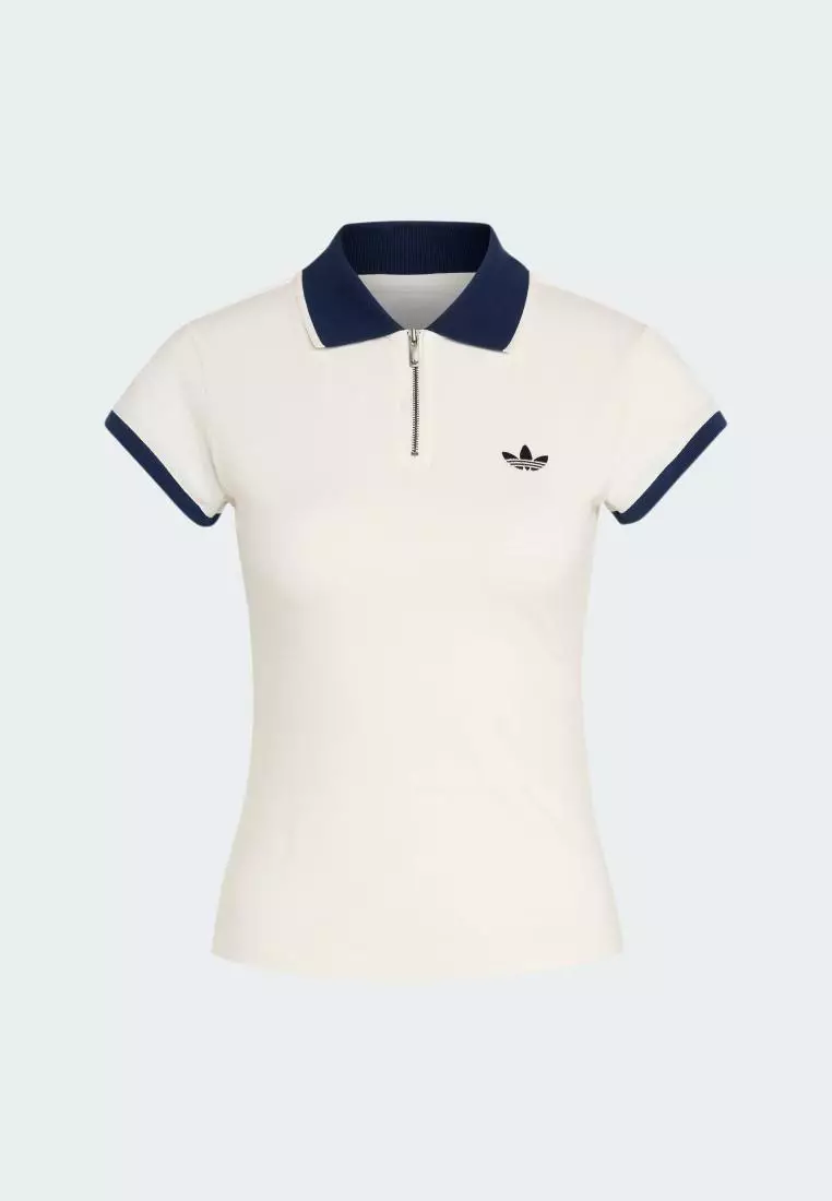 6% OFF Lifestyle ENGINEERED RIB POLO TEE Women White KS7357
