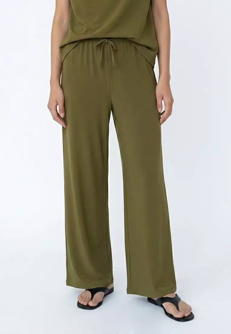 70% OFF Straight-Fit Trousers With Elastic Waist
