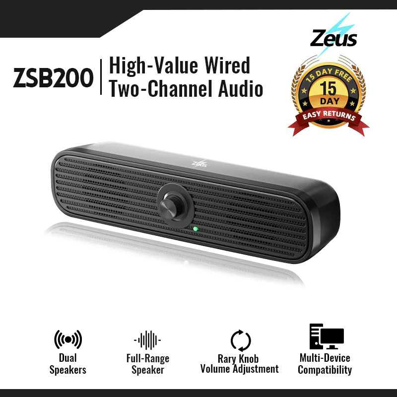 91% OFF Zeus ZSB-200 Multi-Media Sound bar Wired Speaker Portable Speaker For Laptop PC And Mobile Phone