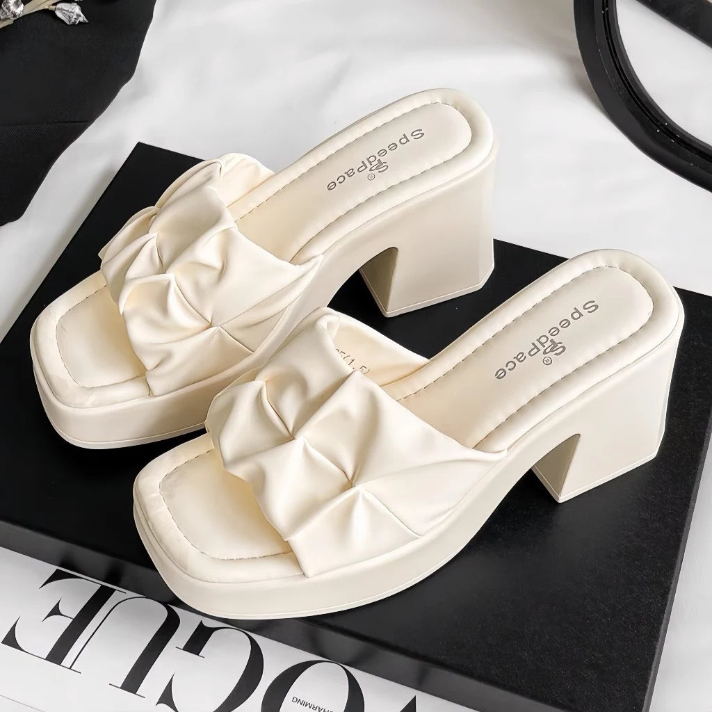 81% OFF Julyya Wedges Heel Women Wear Non-slip High Heels Thick Bottom Slippers Beach Holiday Slippers