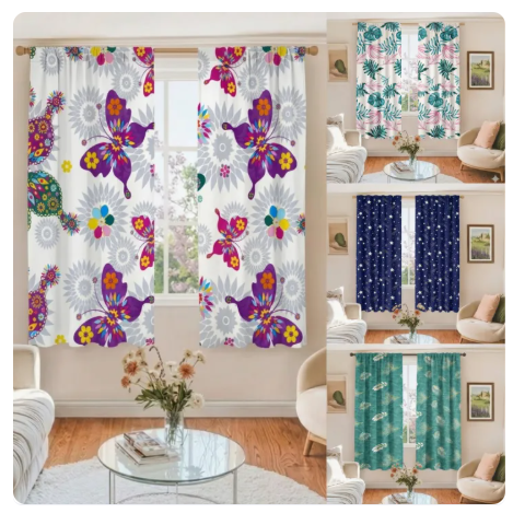 80% OFF DFW Best Seller 80x140cm Fashion Curtains for Half Window Curtain Floral Abstract Printed Design 1pc
