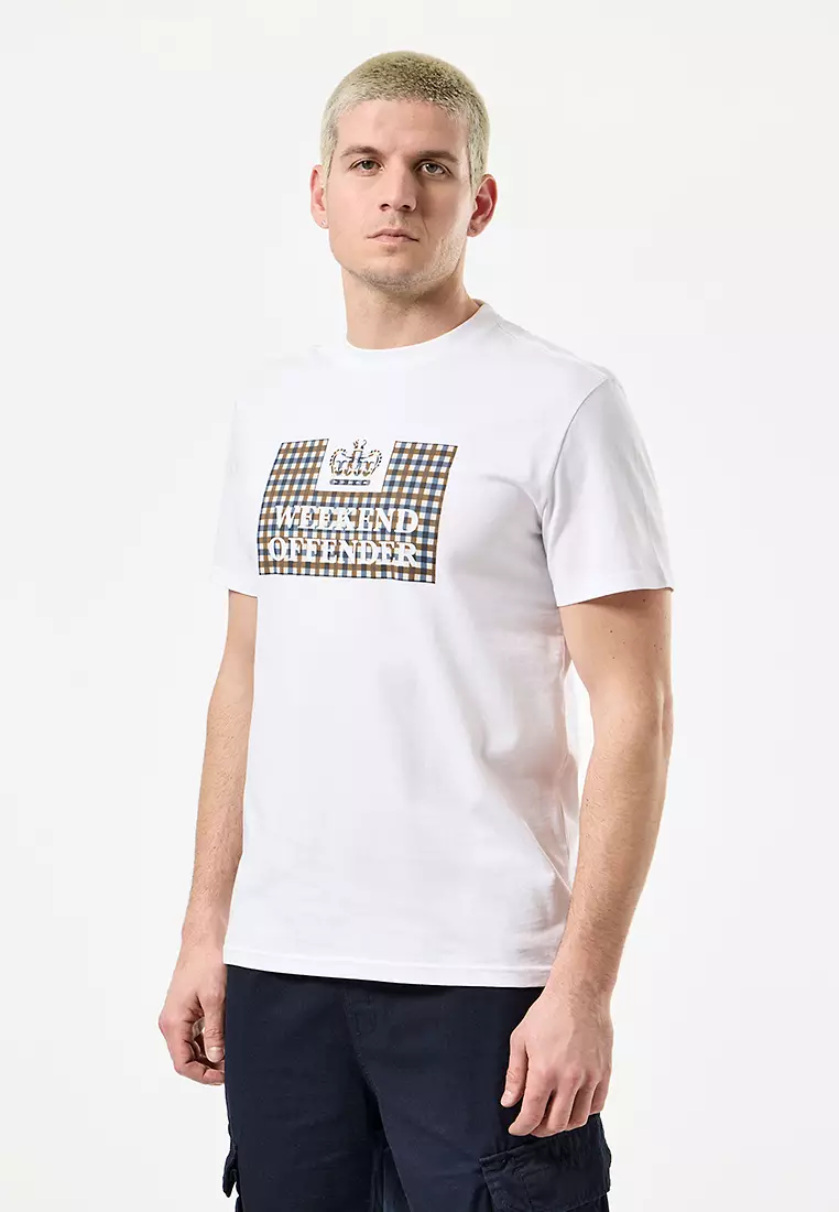 50% OFF MENS WHITE/MID HOUSE CHECK SHEVCHENKO CHECK PRISON TEE