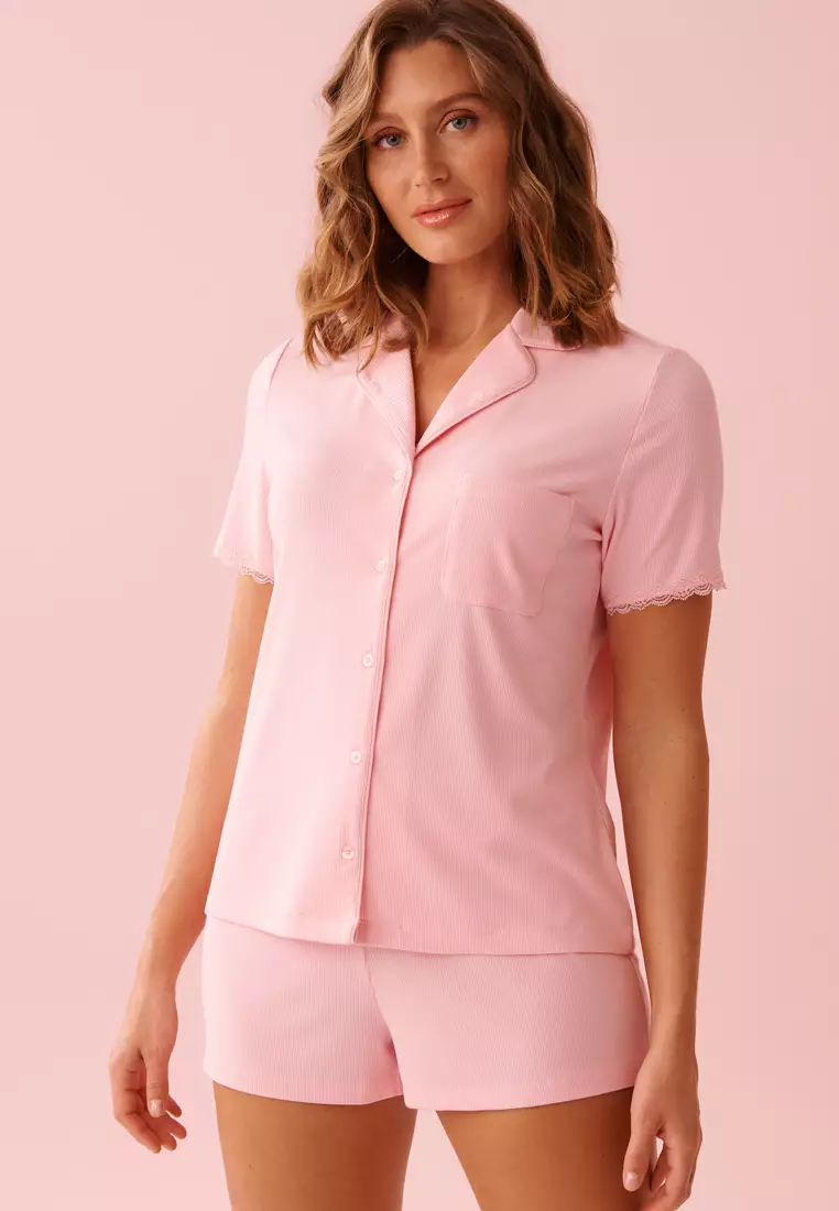 61% OFF Cotton Short Sleeve Button-Down Shirt